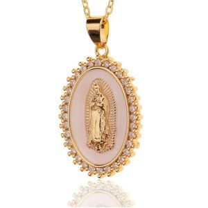 Guadalupe White Pendant Women's Religious Necklace